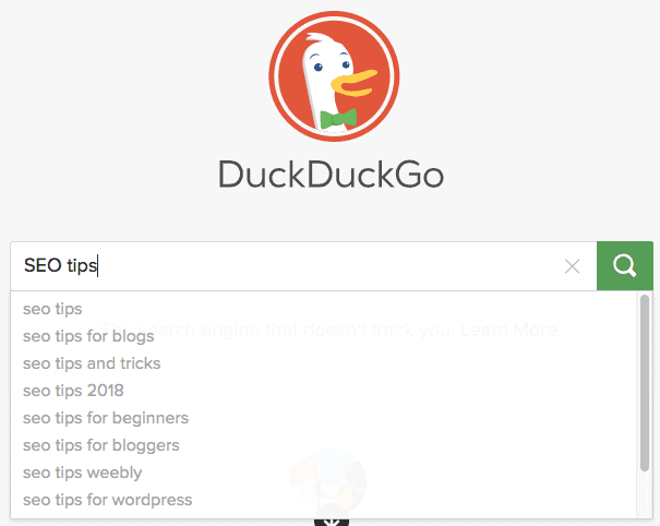 DuckDuckGo auto suggest